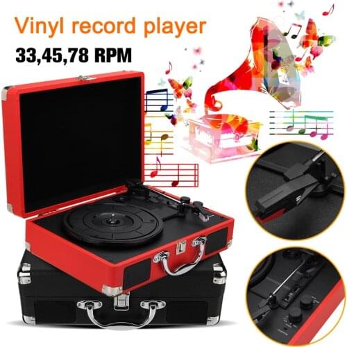 Portable Turntable Player with Speakers Vintage Phonograph Record Player Stereo Sound Turntables for 180/200/300mm Records