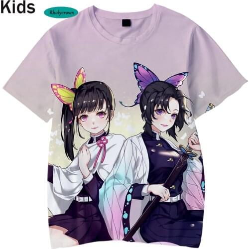 Summer Kids T shirt 3D Print Demon Slayer Tops Hip Hop t-Shirt New Boys Girls Tees 3D Comic Kimetsu no Yaiba Childrens T-Shirt
