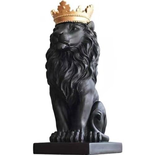 [MGT] Abstract Resin Lion Sculpture Crown Lion Statue Handicraft Decorations Lion King Modle Home Decoration Accessories Gifts
