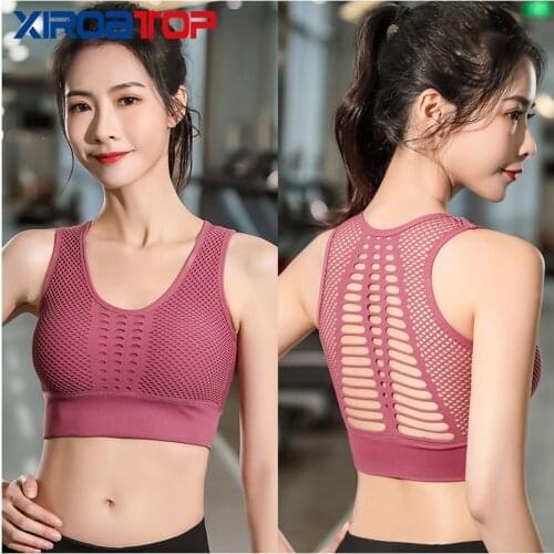 Fashion Women Bra Breathable Sports Bra Anti-sweat Shockproof Sports Bra Yoga Top Gym Running Fitness Workout Sport crop top
