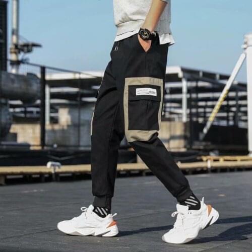 Men Corduroy Patchwork Pockets Cargo Pants 2021 Harem Joggers Harajuku Sweatpants Hip Hop Streetwear Trousers