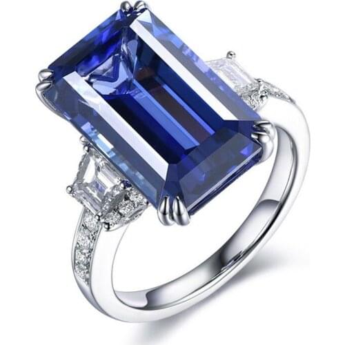 New High-quality French Style Sapphire Simulation Tanzanite Open Rings Female Elegant Fashion Open Rings for Women Party Jewelry