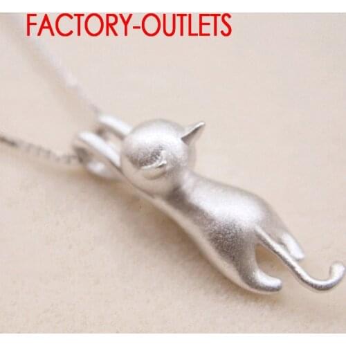 925 Sterling Silver Bridal Pendant Necklace For Decoration Fashion Jewelry Cute Cat Shape Women Girls Party Engagement