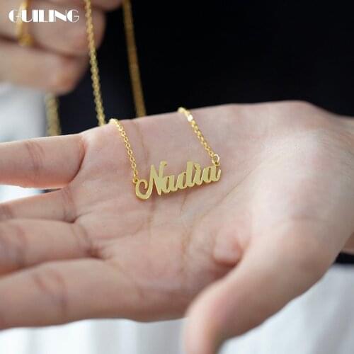 Dainty Customized Necklace Stainless Steel First Name Pendant Women Gold Necklace Girlfriend Gift Personalized Jewelry with Name
