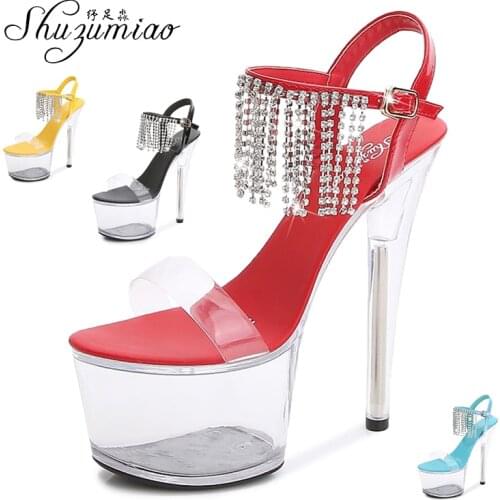 Shuzumiao Sexy Shoes For Women High Heels Sex Sandals Women 2020 Platform Shoes Sandalia Transparent Clear Heels Pole Dance