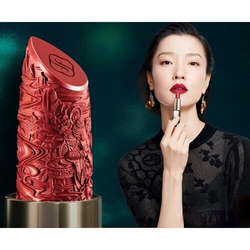 Chinese Style Carved Lipstick Relief Lipstick Semi Matte Moisturizing Complexion Improvement