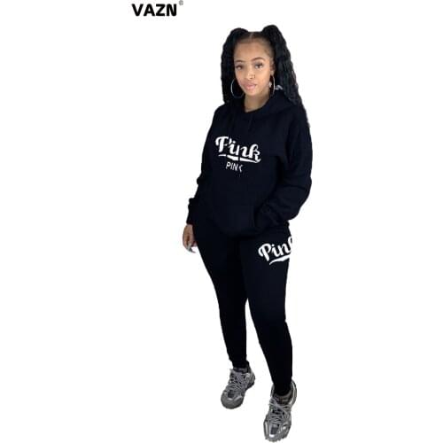 VAZN 2020 Autumn New High Quality Letter Young Casual Daily Regular Full Sleeve Group Long Pants Tracksuits Women 2 Piece Set