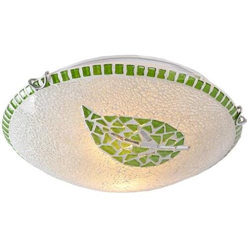 Mosaic Green Leaf LED Bedroom Ceiling Lamp Pastoral Dining Room Corridor Ceiling Fixtures Kitchen Hallway Washroom Ceiling Light