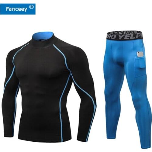 Fanceey High Collar Winter Thermal Underwear Men Long Johns Men Rashgard Shirt Leggings Warm Sport Compression Underwear Thermo