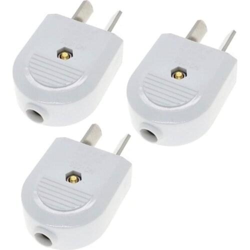 Pack 3) AU, New Zealand, China 2 Flat Rotatable Pin DIY Rewireable Power Plug AC100~220V 10A