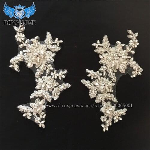 Handmade Embroidery Beaded Crystal Rhinestone Applique Patch 14x25cm Sewing For Wedding Dress Trims Waist Belly Decoration