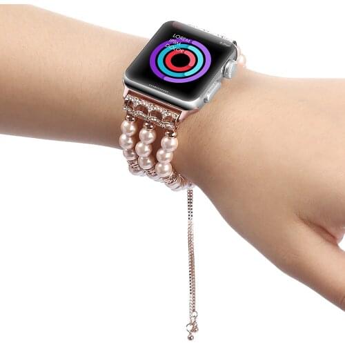 Jewelry Beads Bracelet for Apple Watch Band 38mm 40mm 42mm 44mm Watchband Strap for Women iWatch SE Series 6/5/4/3/2 Accessories
