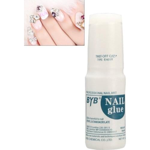 1pc Nail Art BYB Strong Glue Glitter UV Acrylic Rhinestones Decoration With Brush for Tips Decoration Set