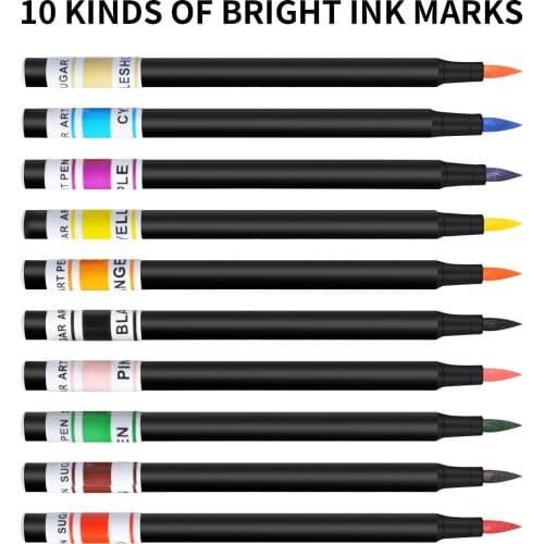 10 Colors Baking Pen Black Shell Edible Ink Pigment Pen Cake Lunch Box Macaron Biscuit Icing Painting Pen