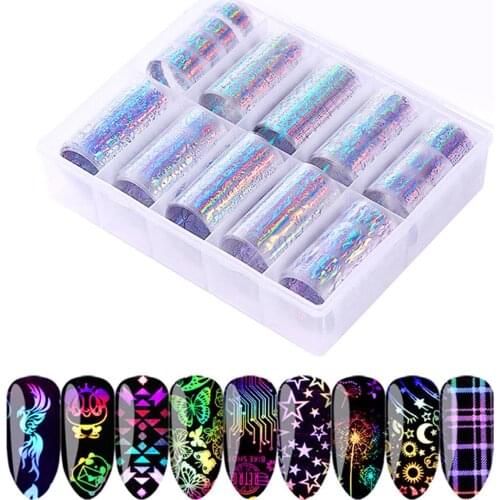 10 Grid Flame Star Desgin DIY Nail Art Decal Transfer Stickers Manicure Decor