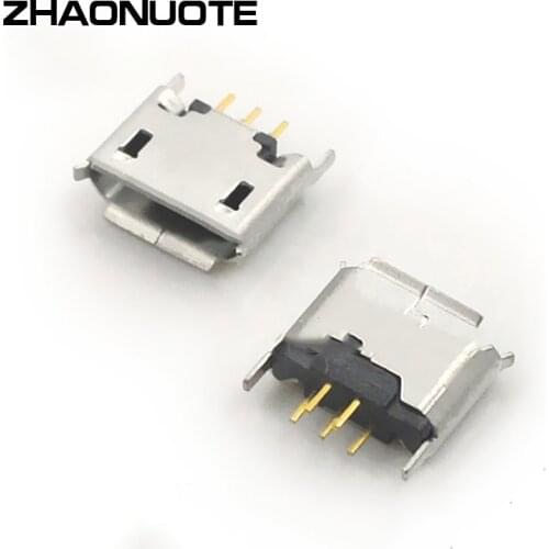 100pcs Inline USB Master Socket Cell Phone Charging Interface B Type 5PIN Copper 180 Degree Fog Tin Copper