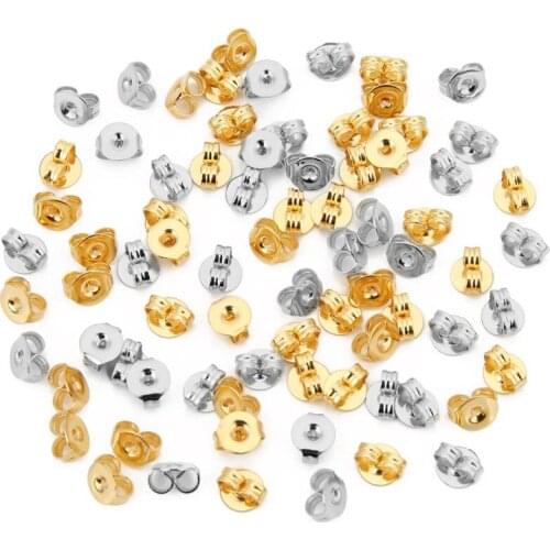 200pcs/lot Stainless Steel Round Earring Back 4.5x5mm Gold Silver Tone Butterfly Earring Stopper for DIY Earring Jewelry Making