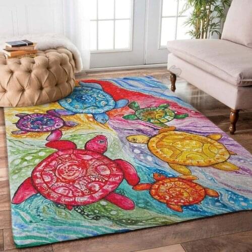 Sea turtle 3D Printed Rugs Mat Rugs Anti-slip Large Rug Carpet Home Decoration Living Flannel Print Bedroom Non-slip Floor Rug