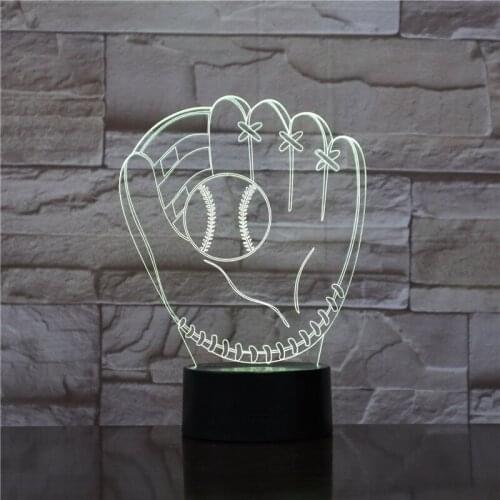 Color Changing 3D Lamp Bedside Baseball Night Light LED Touch Switch Nightlight Teenagers Birthday Kids Gift Room Party Decor