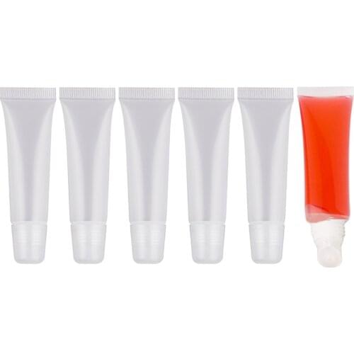 6pcs 10ml Empty Lipstick Tube Lip Balm Makeup Squeeze Soft Tube Lip Gloss Container Clear Subpackage Tube