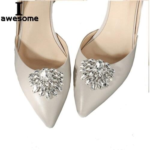 High-end DIY Shining Decorative Shoe Clips Buckle Rhinestone Crystal Flower Elegant Wedding Party Shoes Decorations Accessories