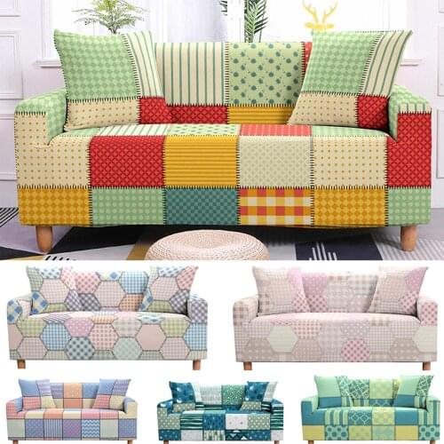 Geometric Stretch Slipcover Sectional Stretch Sofa Cover for Living Room Couch Cover L shape Armchair Cover Two/Three seat