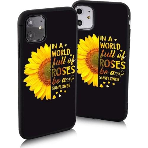 Sunflower Floral Pattern Phone Case For iPhone 11 Pro XR XS MAX X XS 7 8 Plus 6 Case Soft Silicone Back Cover for iPhone SE 2020