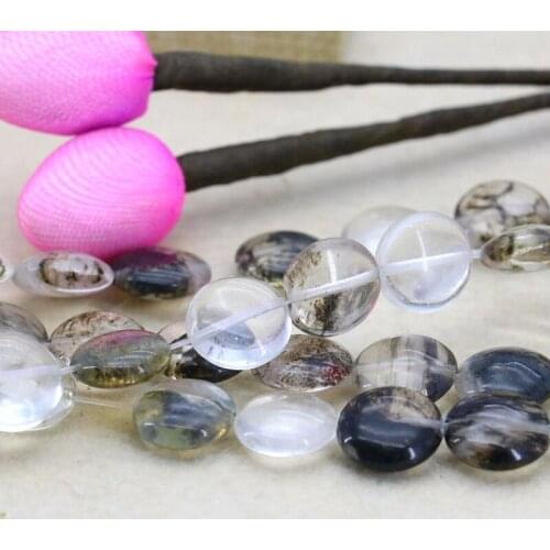 14mm black tourmaline Coin shape loose beads!15inches 2 piece/lot DIY Fit For women Jewelry Making gift wholesale