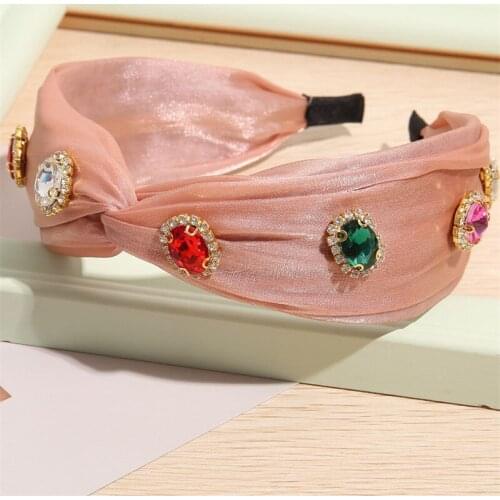 Color Rhinestones Hair Bands All-match Candy Color Headband Women High-end Hair Accessories