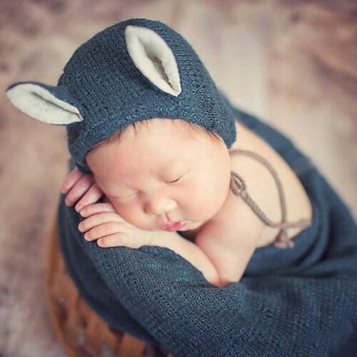 Baby Photograpy props set with Caps + Blanket Newborn Photoshoot Accessories Infantile Kids Photo-take Wrapped in cloth
