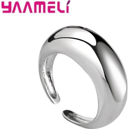 Smooth 925 Sterling Silver Fat Wide Band Opening Adjustable Finger Ring Hot Sale Statement Fashion Woman Man Couple Jewelry