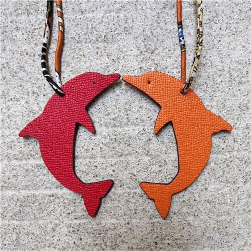 Famous Brand Handmade Real Genuine Leather Deer seahorse Keychain Pendant Key Chain For Ladies Women Bag Charm Accessories