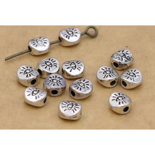 JAKONGO Antique Silver Plated Evil Eye Loose Bead Spacer Beads for Jewelry Making Bracelet Jewelry Accessories DIY 6mm