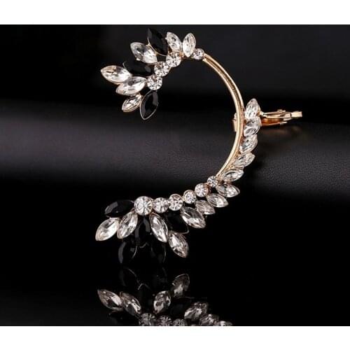 ZLDYOU Fashion Gold Silver Plated Zircon Ear Cuff Women Wedding Jewelry Gift Earcuffs Geometric Shape Crystal Pearl Clip Earring