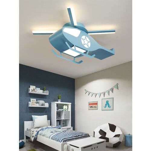Cartoon Helicopter Childrens Room Ceiling Lamps Kid Room Boy Girl Eye Protection Lighting Kindergarten Aircraft Ceiling Lights