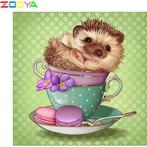 5D Full Drill Full Square Diamond Embroidery Painting Beautiful Hedgehog Diamond Painting Animal Hedgehogs Diamond Mosaic 4K349