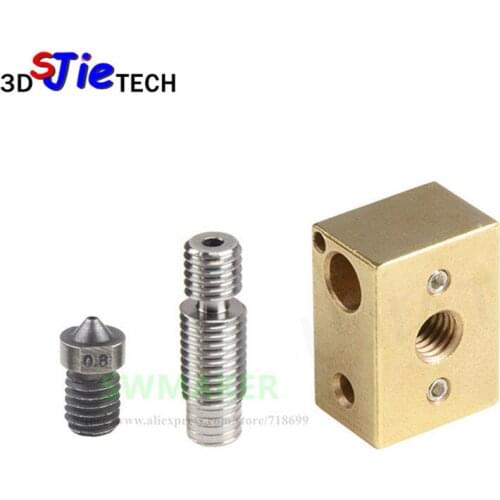 Hardened Steel V6 nozzle + Brass heater block + Titanium alloy heat break high temperature Upgrade kit for V6 HOTEND titan 3D