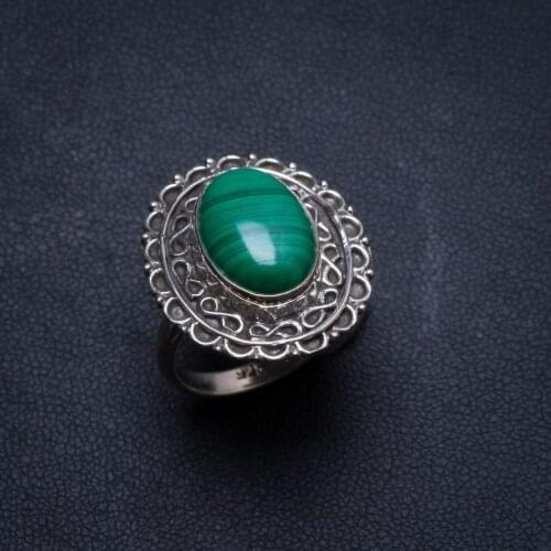 Natural Malachite Handmade Unique 925 Sterling Silver Ring, US size 6.25 X2366