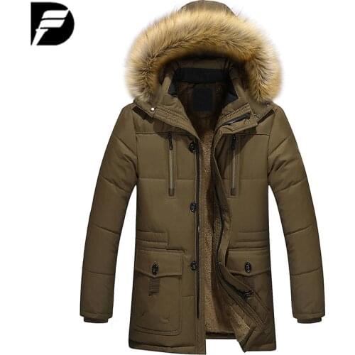 Winter New Style Warm Mens Jacket Parka Thick Warm Fur Collar Long Cotton Jacket Men Comfortable Cotton Hooded Parka Men