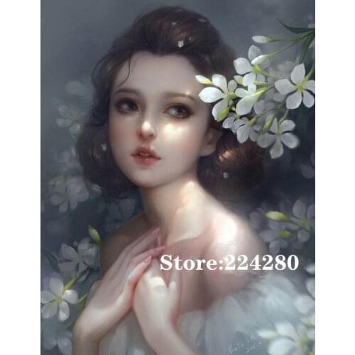 Charming Girl Fresh flowers Needlework Aida Cross stitch 14CT Unprinted Embroidery kits Arts Cross-Stitching,DIY Handmade Decor