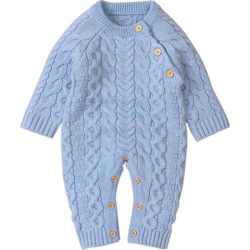 2020 Autumn Winter Newborn Baby Boys Girls Romper Warm Clothing Long Sleeved Children Romper Knitted Kids Garments
