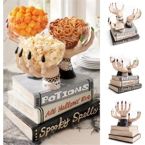 Witch Hands Snack Bowl Stand Resin Desktop Ornament Halloween Home Party Decoration Halloween Decoration