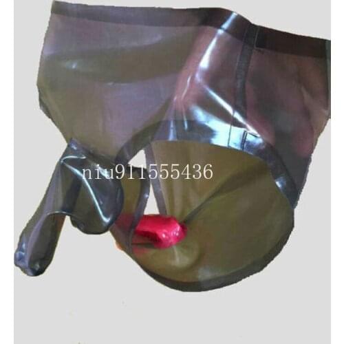 Transparent black Men Latex Rubber Shorts Penis Sheath Underwear Condom latex underwear penis condoms adult sexy games