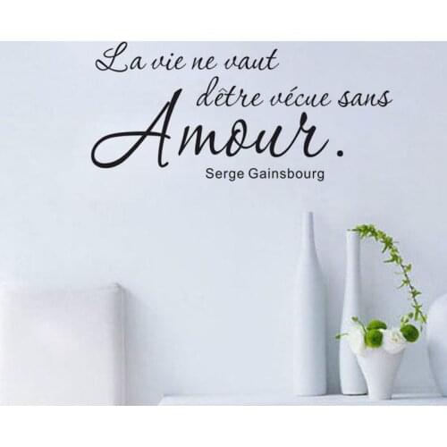 Romantic French Sayings Wall Sticker Wall Decal Art Vinyl Removable English Text Quote Home Decor Living Room