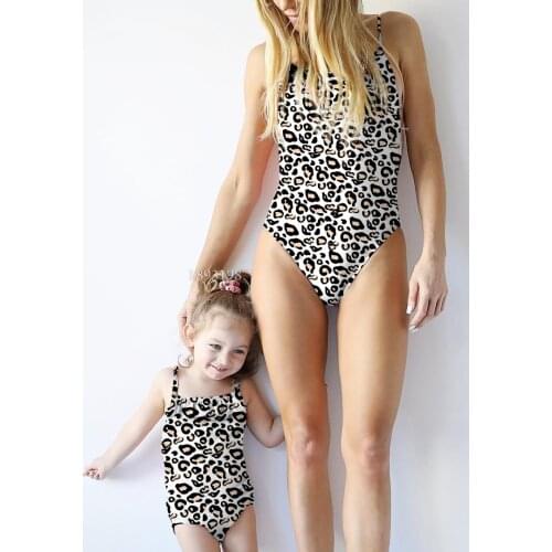 Mother Daughter Leopard Bikini Swimsuits Mommy Girls Printed Swimwear Mom Daughter Bathing Suit Family Matching Clothes