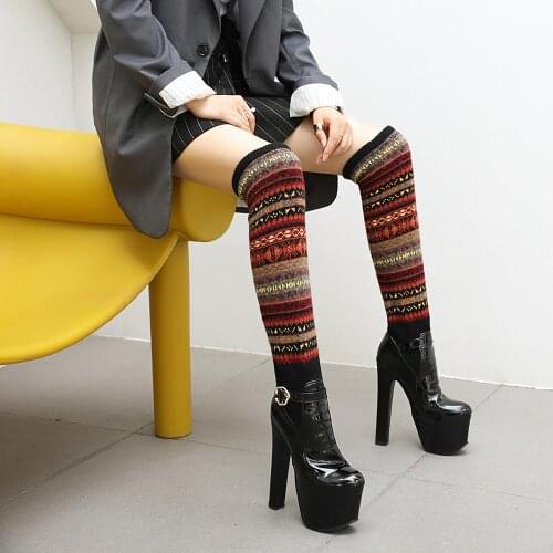 High heels Platform boots over the knee boots women thigh high boots Ladies Winter Long boots shoes botas invierno mujer 34-45