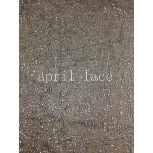 5yards New arrival pp001 silver glitter glued net mesh lace fabric for wedding /evening dress