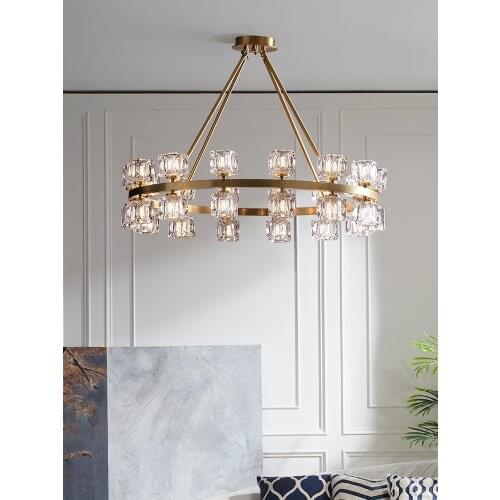 Modern Nordic chandelier copper crystal living room lamp simple light luxury dining room lamp creative personality 2021 new