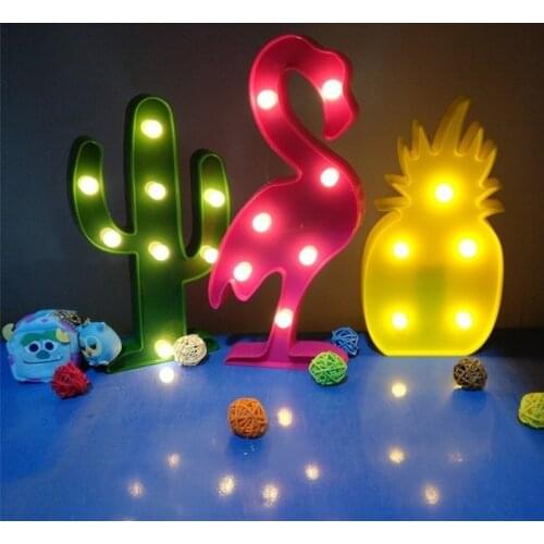 LED Night Lights Party Decor Flamingo Led Lamp Pendant LED Light Pineapple Cactus Star Luminary Wall Lamp Decorations Lighting