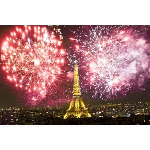 VinylBDS Golden Eiffel Tower Photo Backdrops Fireworks City Night Studio Backgrounds Newborn Photography Props Backdrops